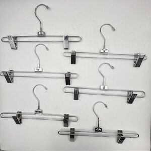 Vintage Chrome Metal Clip Pant Skirt Hanger Non-Slip 12" Adult Display LOT of 6